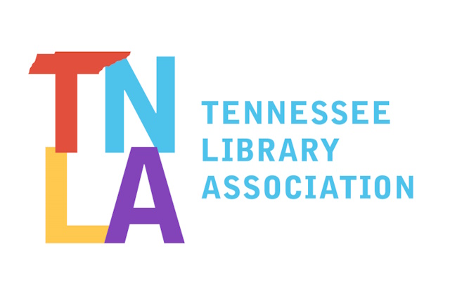 The letters TNLA in orange, blue, gold, and purple with the words Tennessee Library Association